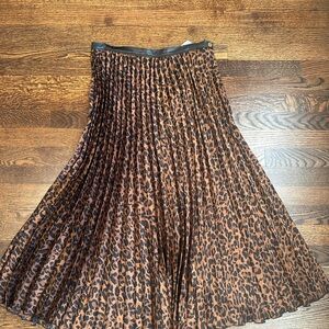 Zara Brown Leopard A-Line Skirt